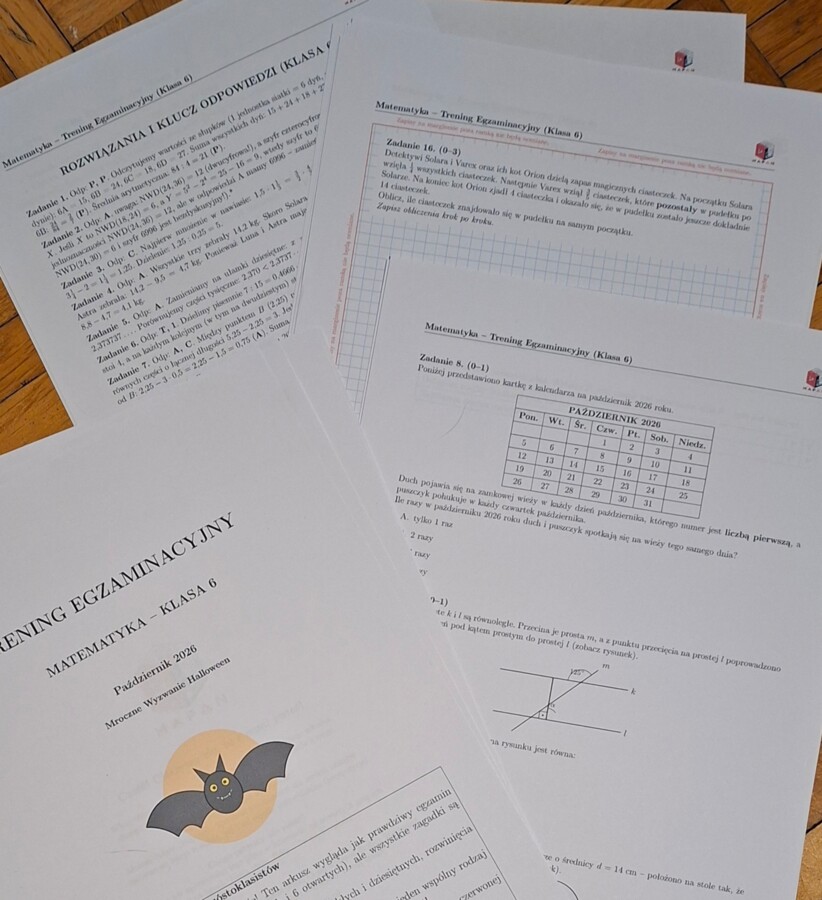 Mroczne Wyzwanie Halloween – Pakiet 3 Arkuszy z Matematyki w formacie CKE (Klasy 6, 7 i 8 )