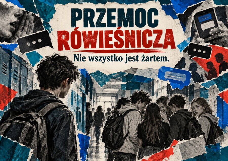 PRZEMOC RÓWIEŚNICZA — NIE WSZYSTKO JEST ŻARTEM,  gazetka, 20 plansz edukacyjnych A4 w poziomie