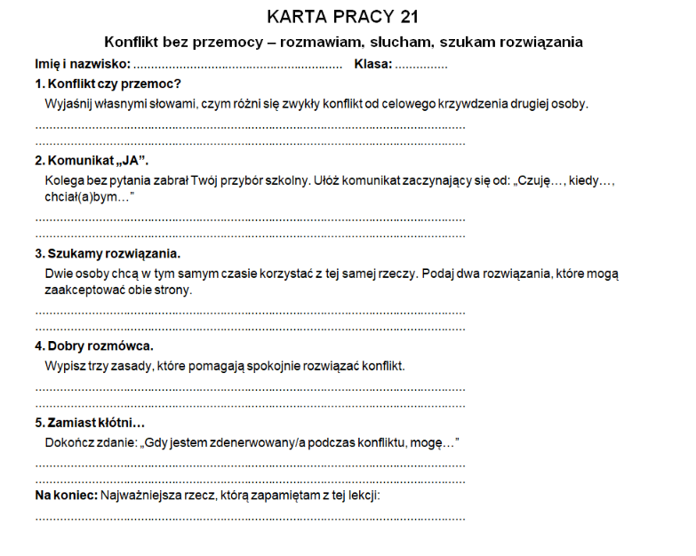Plan wychowawczy dla klasy 4