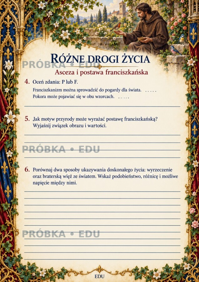ŚREDNIOWIECZE — epoka literacka | LO | 22 karty dwustronne, 132 zadania, sprawdzian i klucze