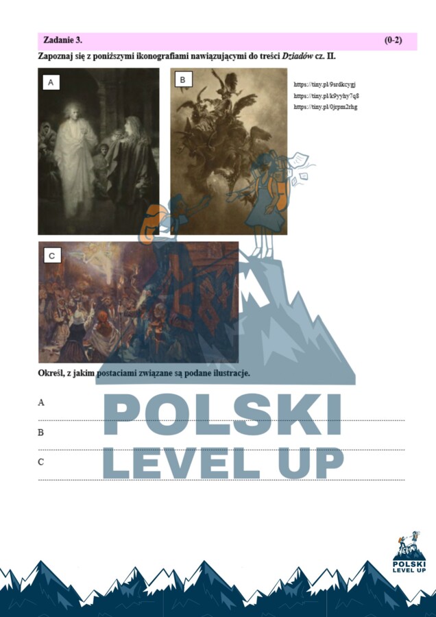Zbiór zadań z "Dziadów cz. II" (30 zadań+klucz odp.)_Polski Level Up
