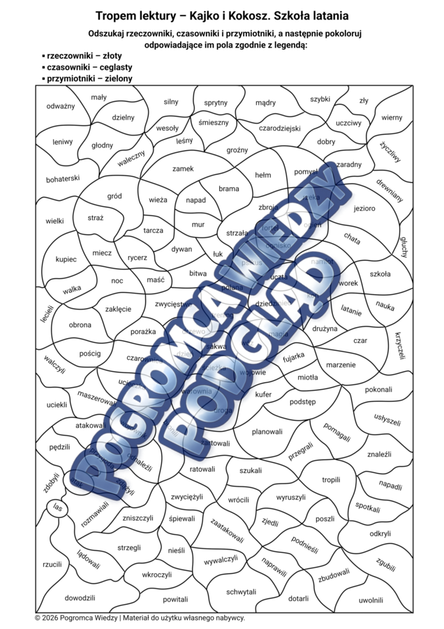 Tropem lektury – „Kajko i Kokosz. Szkoła latania”. Karta pracy + klucz odpowiedzi
