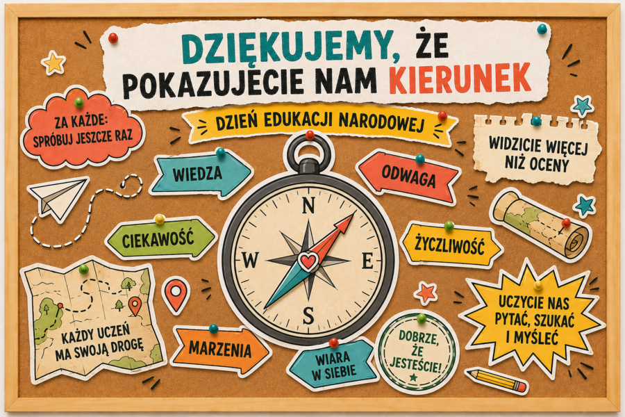 Dzień Nauczyciela – „Pokazujecie nam kierunek” | wielkoformatowa gazetka na Dzień Edukacji Narodowej