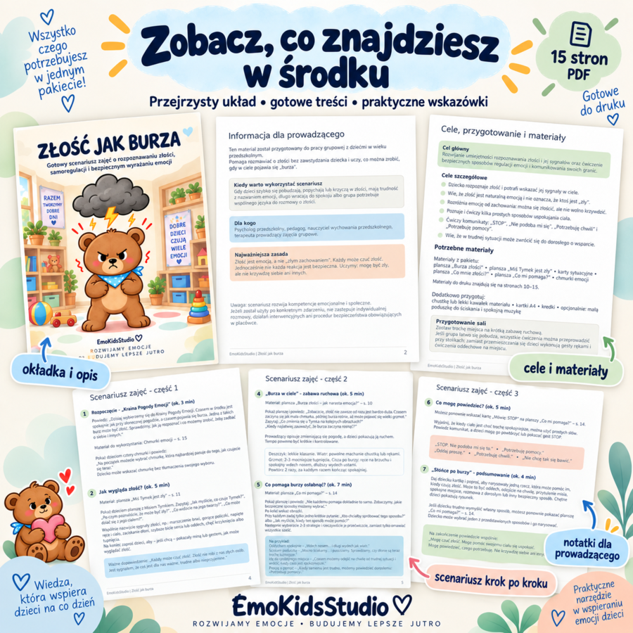 Złość jak burza – scenariusz zajęć o złości i samoregulacji | 4–6 lat