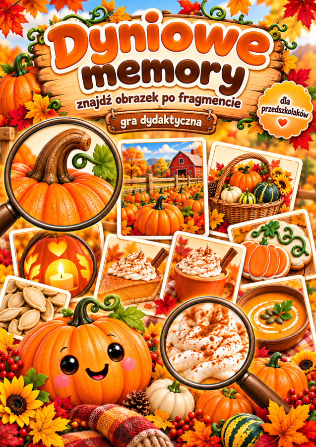 Dyniowe memory z lupą - gra dydaktyczna