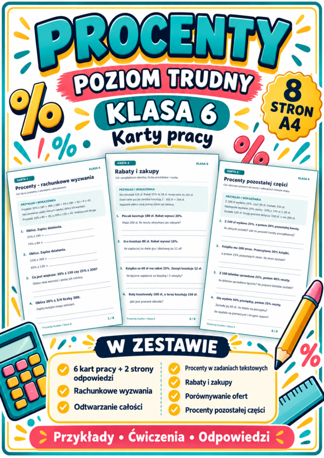 PROCENTY-TRUDNE- klasa 6