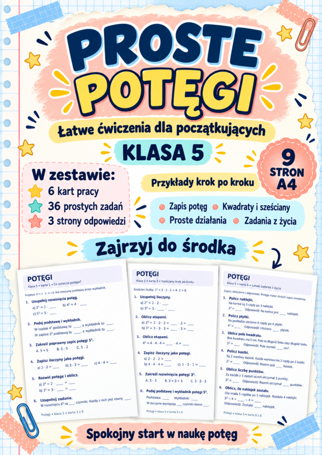 POTĘGI-ŁATWE-klasa 5