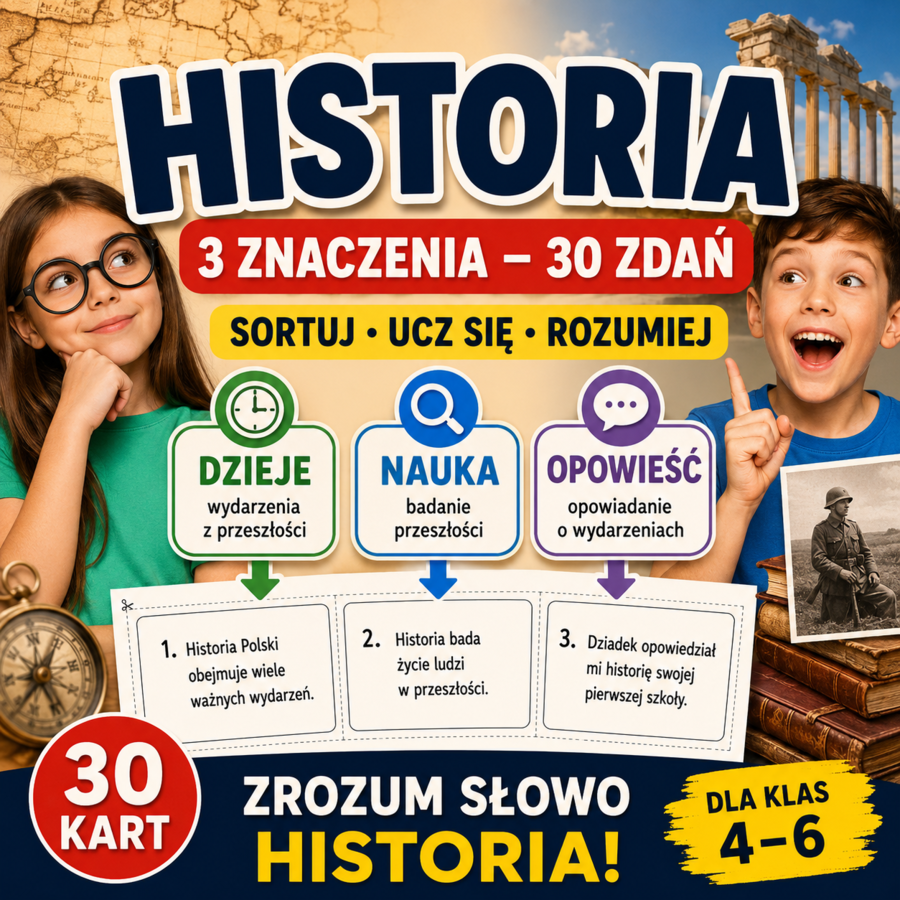 Dzieje, nauka czy opowieść? — 30 kart do sortowania