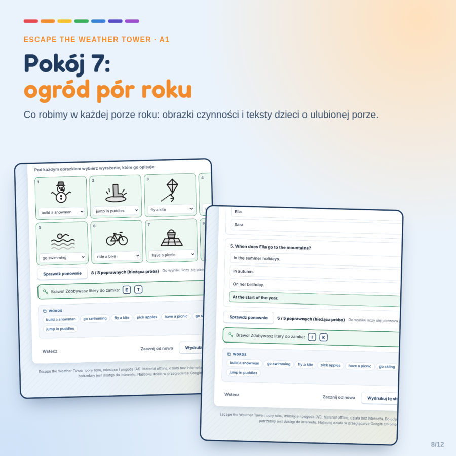 Escape the Weather Tower - escape room: pory roku, miesiące i pogoda (A1)