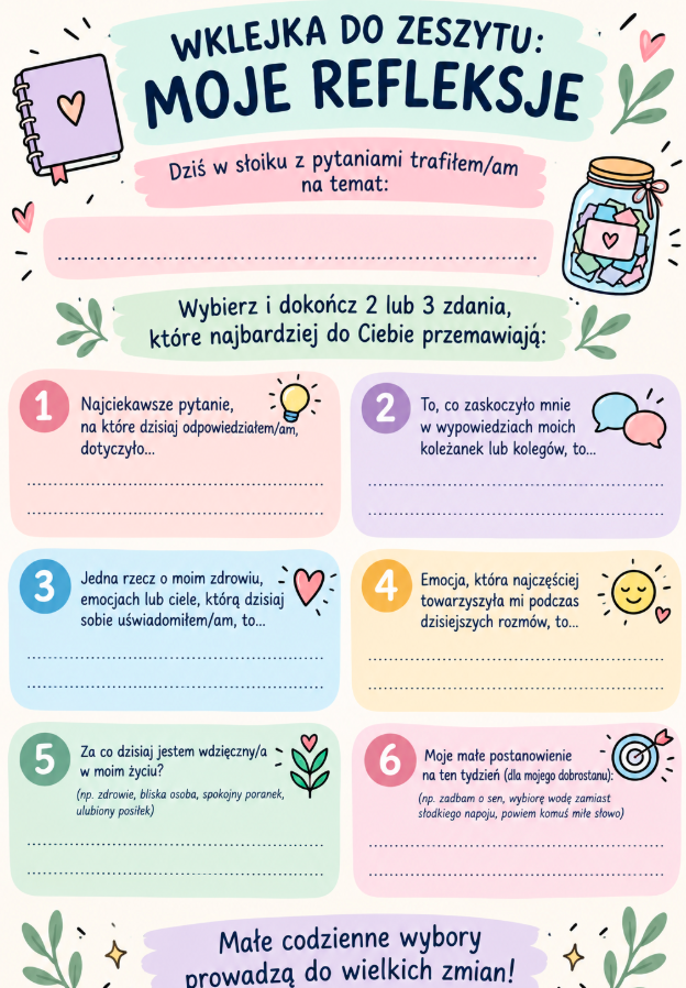 Słoik ze zdaniami do dokończenia – inspirujące materiały na Edukację Zdrowotną