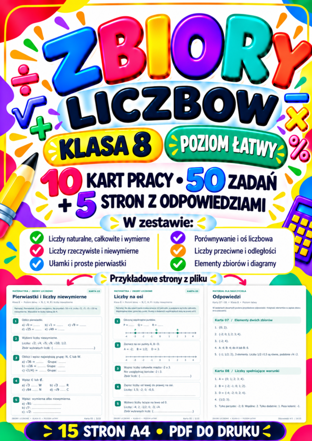 ZBIORY LICZBOWE-ŁATWE-klasa 8