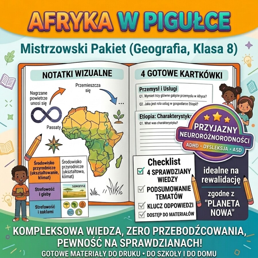 Geografia Klasa 8: Afryka – Kompleksowe Notatki i Kartkówki (Planeta Nowa)