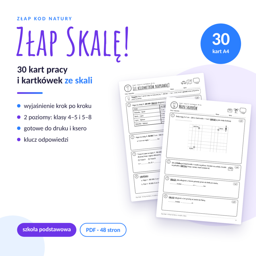 ZŁAP SKALĘ! 30 kart pracy i kartkówek ze skali (PDF + klucz odpowiedzi)