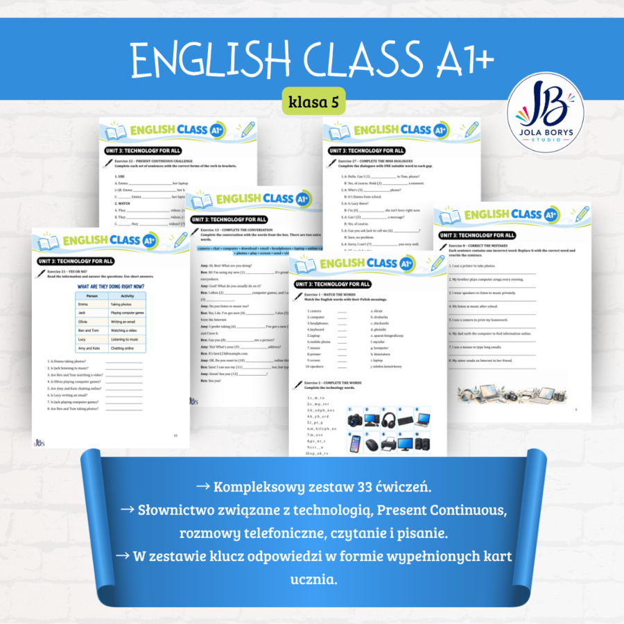 English Class A1+ – Unit 3 Technology for All | 33 ćwiczenia + odpowiedzi