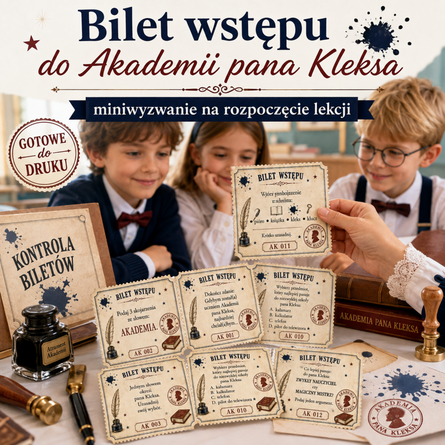 Bilet wstępu do Akademii pana Kleksa – miniwyzwanie na rozpoczęcie lekcji