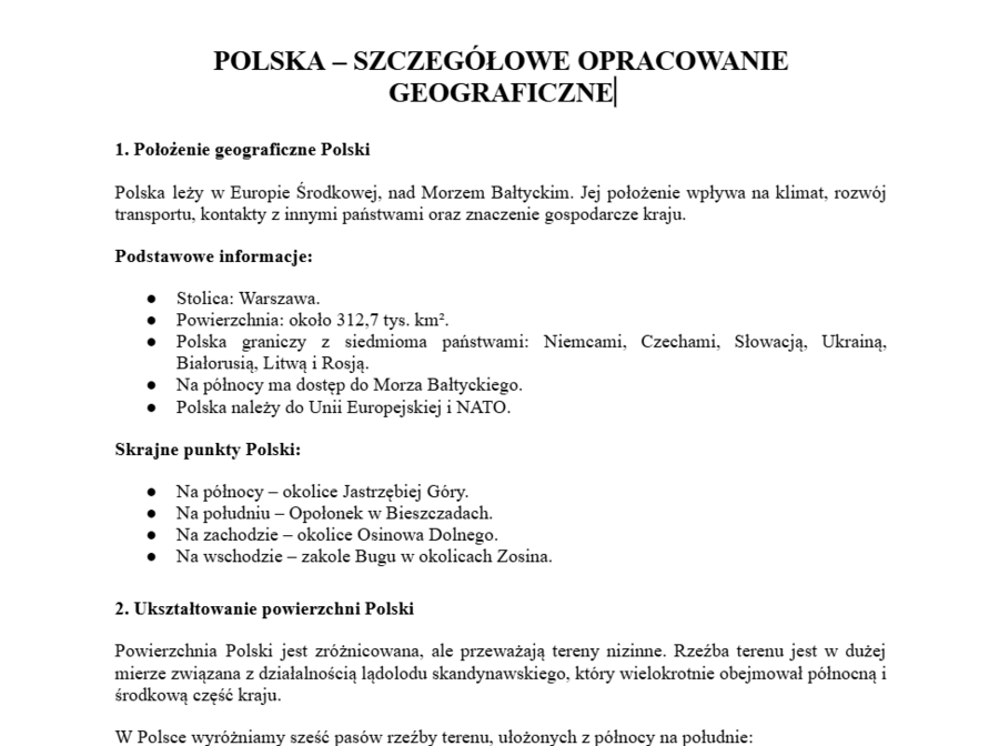 Polska – szczegółowe opracowanie geograficzne