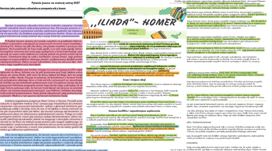 notatka do matury ,,Iilada"- Homera