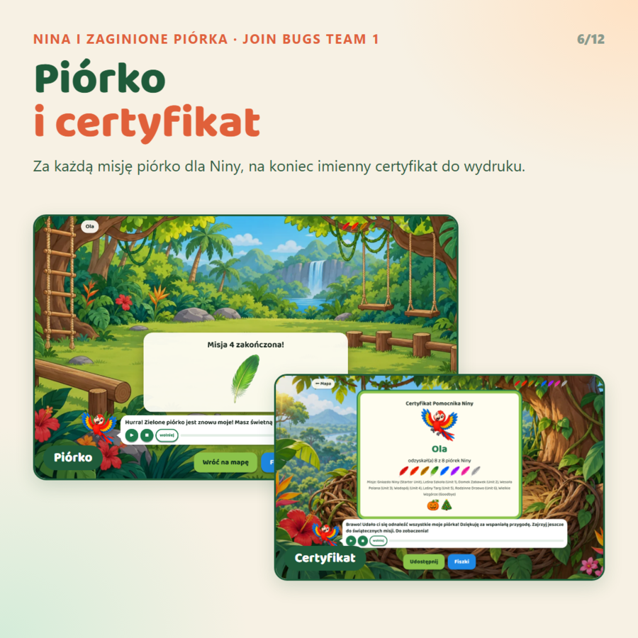 Gra interaktywna Join Bugs Team 1 z pakietem nauczyciela, Starter Unit - Unit 6