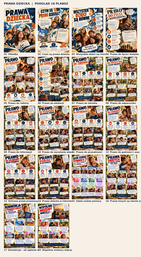 PRAWA DZIECKA – ZNAM. ROZUMIEM. SZANUJĘ. Gazetka edukacyjna | 18 plansz |20 XI