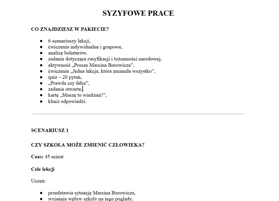 Syzyfowe prace- gotowy pakiet do pracy z lekturą