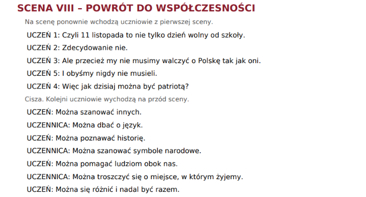 Scenariusz uroczystości - 11 listopada klasy 4-8