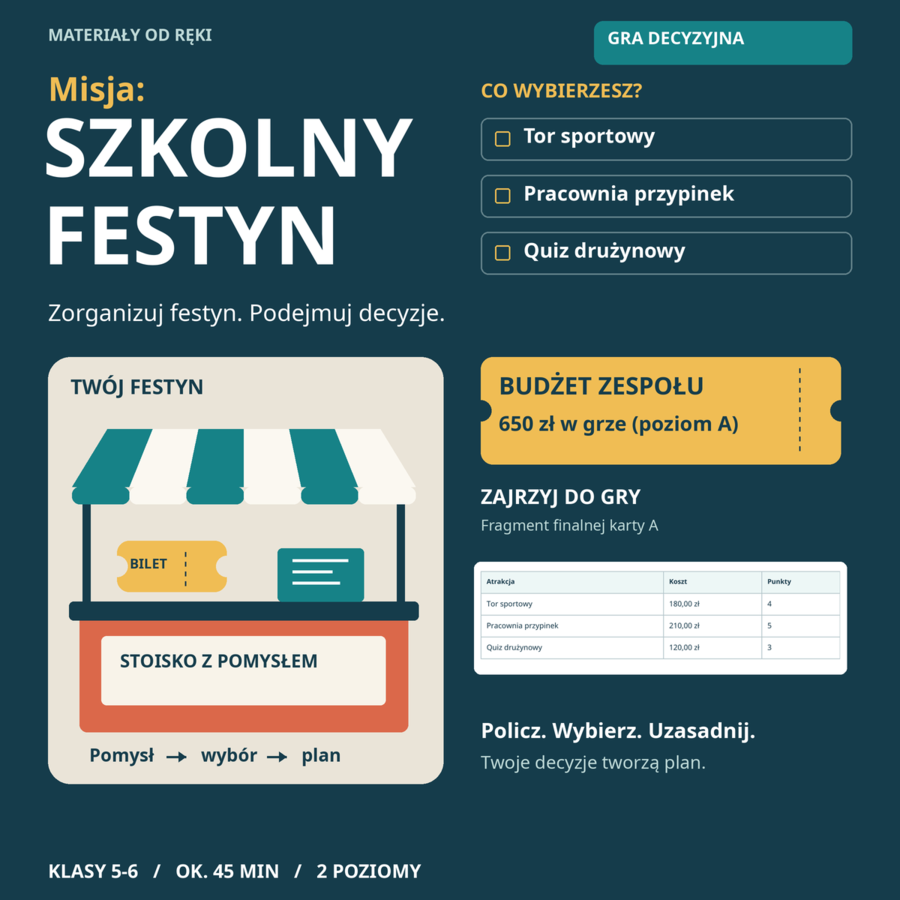 Misja: Szkolny Festyn | gra matematyczna, klasy 5-6
