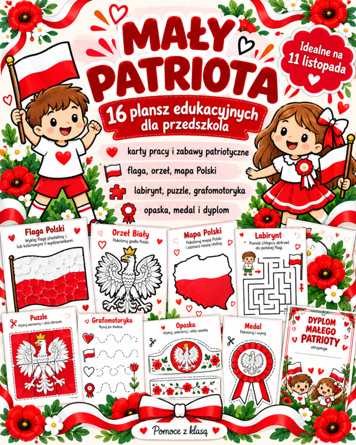 PRZEDSZKOLE „MAŁY PATRIOTA” - 16 PLANSZ EDUKACYJNYCH