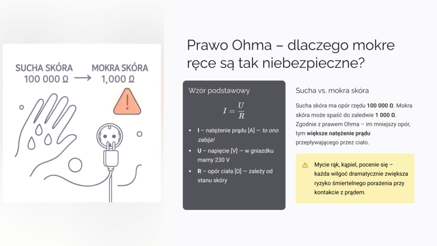 Porażenie Prądem Elektrycznym: Przyczyny, Prawo Ohma, Zagrożenia i Pierwsza Pomoc (Fizyka)