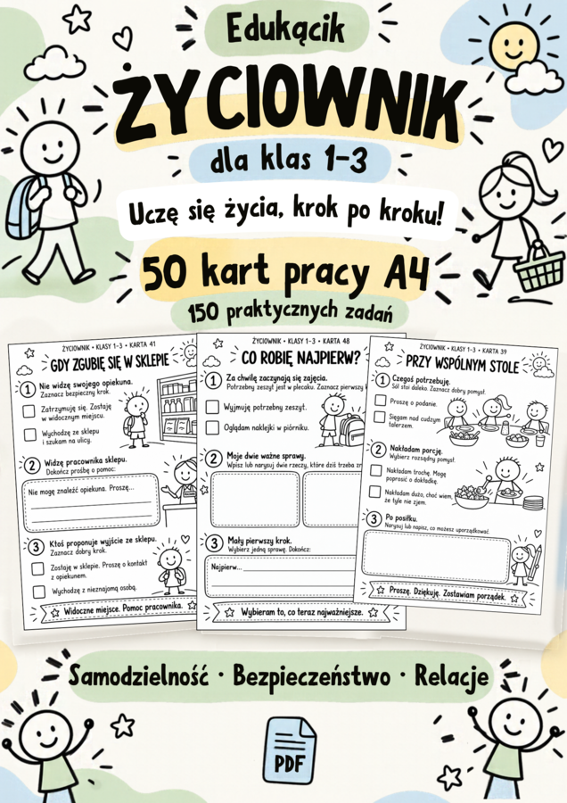 🌟 ŻYCIOWNIK DLA KLAS 1-3 - uczę się życia, krok po kroku!