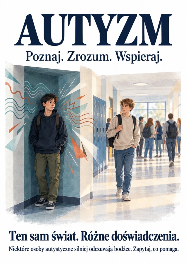 AUTYZM — POZNAJ. ZROZUM. WSPIERAJ. | Gazetka szkolna, 16 plansz A4