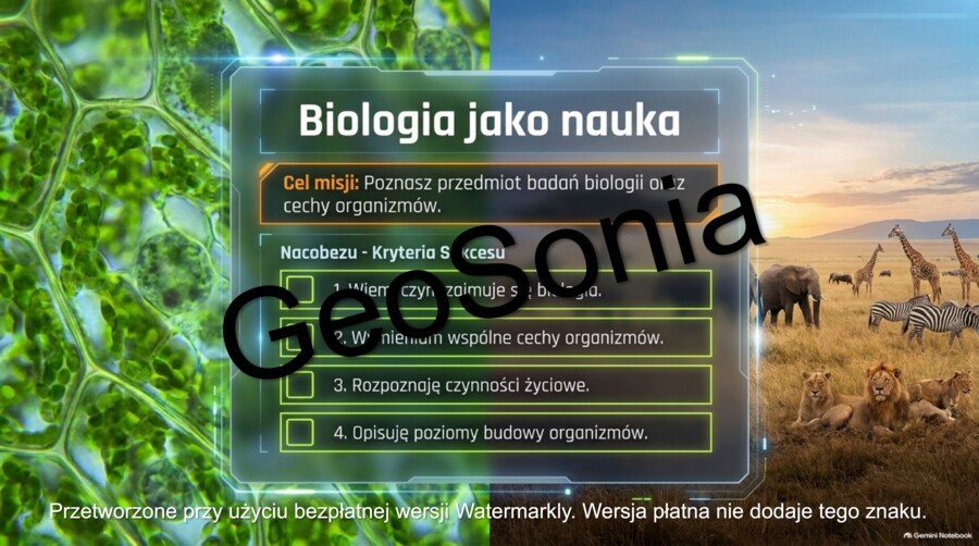 „Biologia jako nauka” – Gotowa lekcja wprowadzająca (Cechy życia, poziomy organizacji i dziedziny biologii) prezentacja