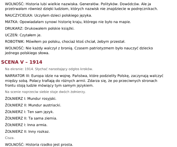 Scenariusz uroczystości- 11 listopada klasy 7-8 szkoły średnie