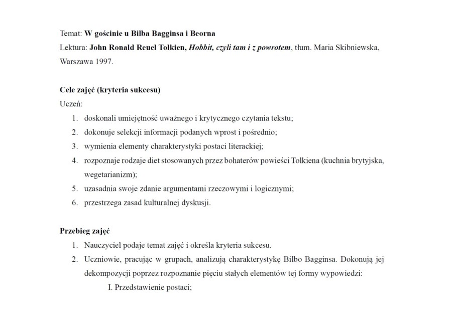 W gościnie u Bilba Bagginsa i Beorna (John Ronald Reuel Tolkien "Hobbit, czyli tam i z powrotem")
