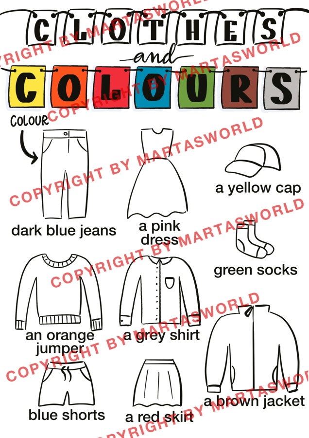 👕 CLOTHES & COLOURS 🎨 | Together 4 – Unit 2 | 13 stron | Ręcznie rysowane karty pracy | Język angielski