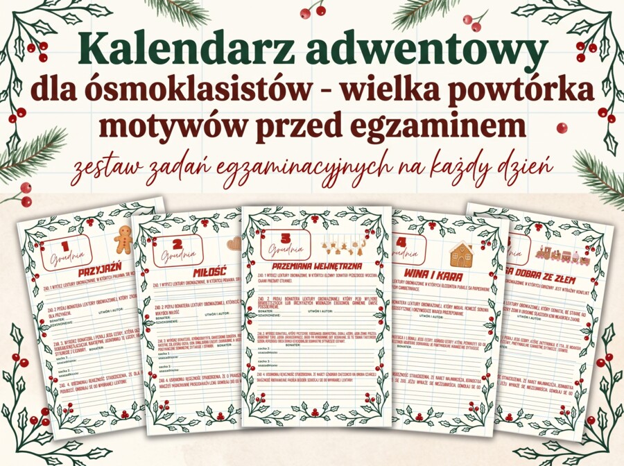 Kalendarz adwentowy ósmoklasisty - Motywy literackie na E8