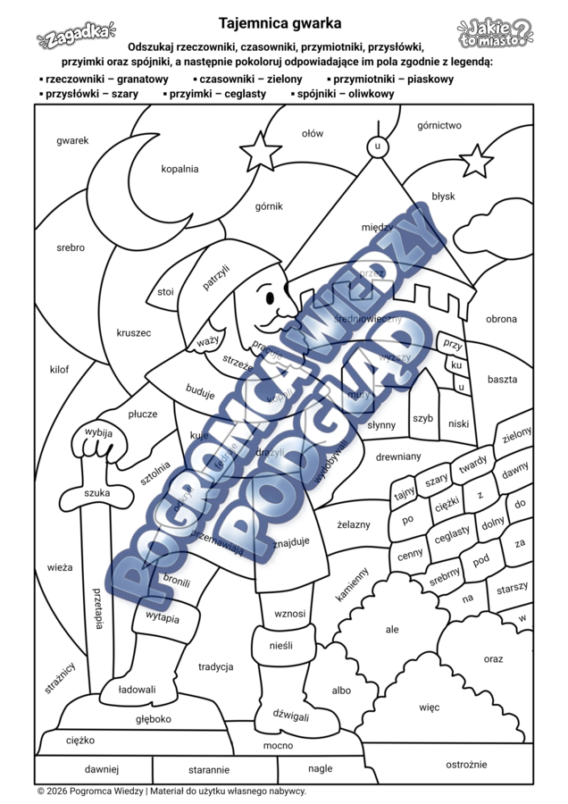 Tajemnica gwarka – zagadka gramatyczna + klucz odpowiedzi