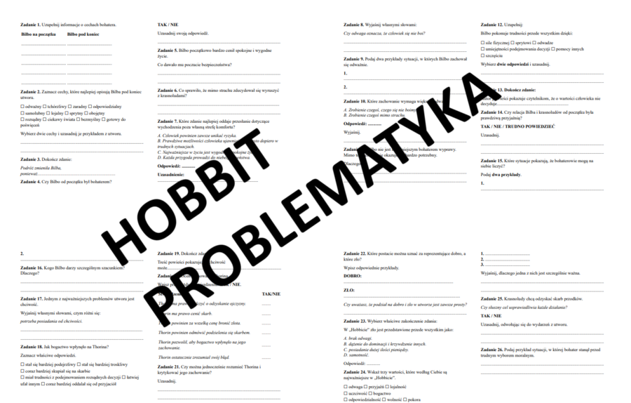 Hobbit - karta pracy/zadania/problematyka