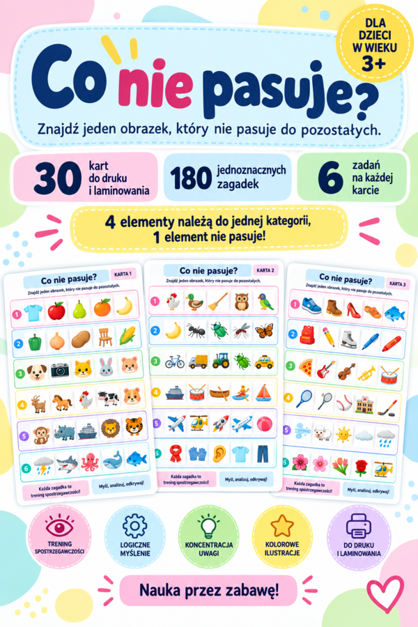 Co tu nie pasuje? - rozwijamy myślenie i spostrzegawczość