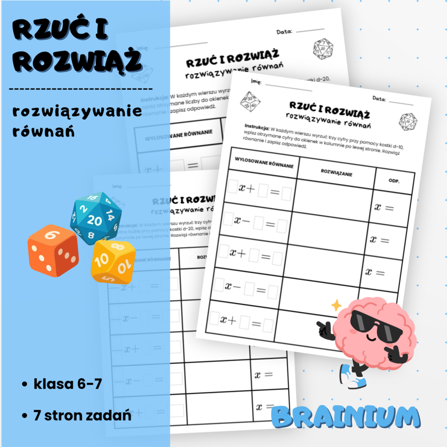 RZUĆ I ROZWIĄŻ - rozwiązywanie równań