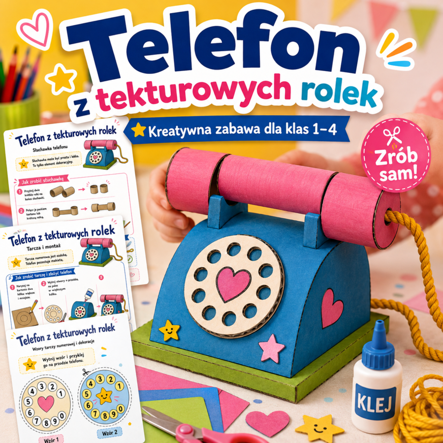 Telefon z tekturowych rolek