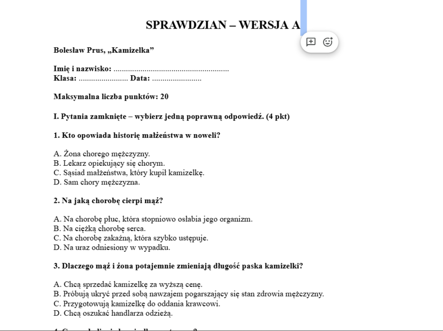Sprawdzian- Kamizelka