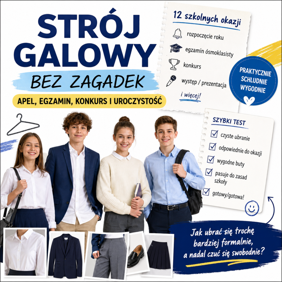 Strój galowy bez zagadek — apel, egzamin, konkurs i uroczystość