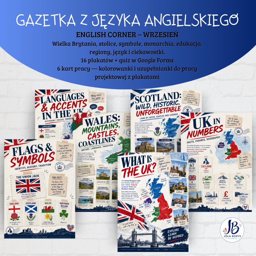 Gazetka z języka angielskiego – Wielka Brytania: The UK – More Than London | 16 plakatów + quiz w Google Forms