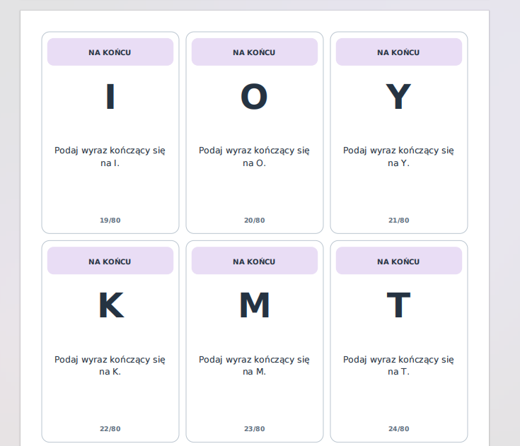 „Gry literowej – część 1. Poziom podstawowy”