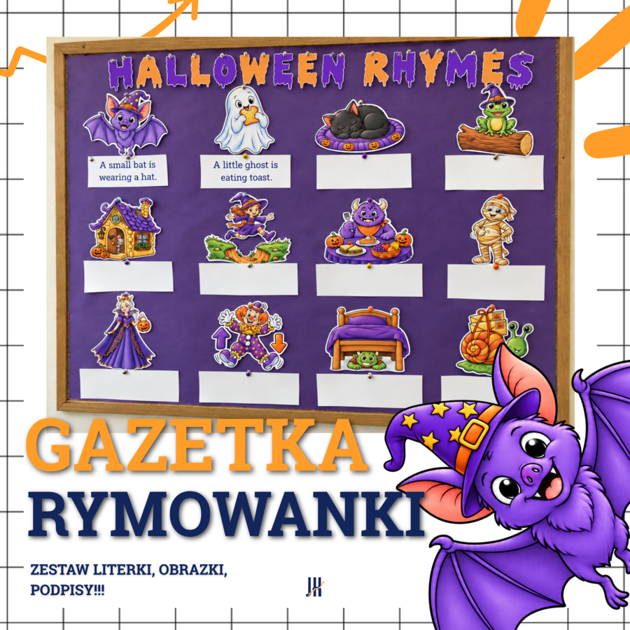 Halloween Rhymes – gazetka na Halloween po angielsku | 12 rymowanek, obrazki i literki
