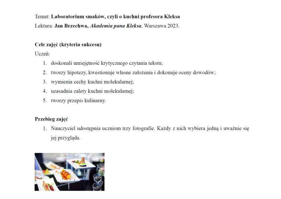 Laboratorium smaków, czyli o kuchni profesora Kleksa (Jan Brzechwa "Akademia pana Kleksa")