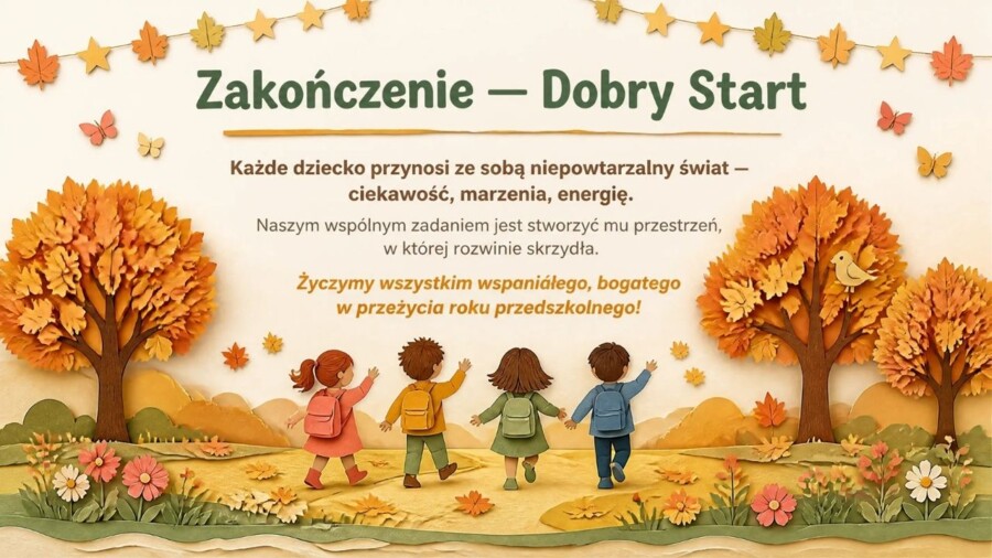 Rozpoczęcie roku przedszkolnego - gazetka lub prezentacja o adaptacji i rozwoju dziecka