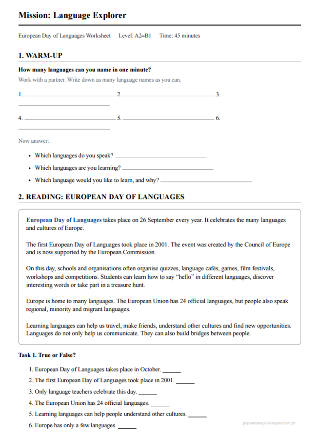 Mission: Language Explorer, na Europejski Dzień Języków