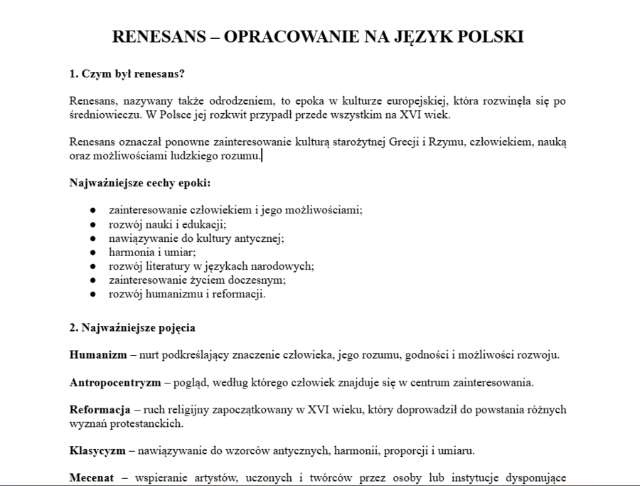 Renesans- opracowanie na język polski
