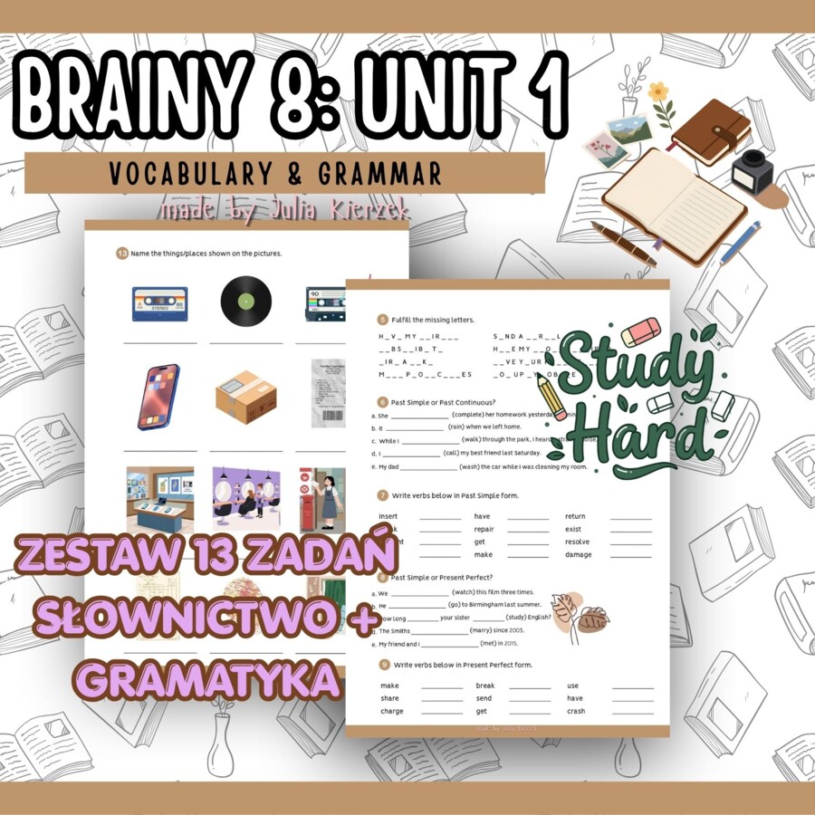 Brainy 8 Unit 1 - karty pracy | 13 zadań
